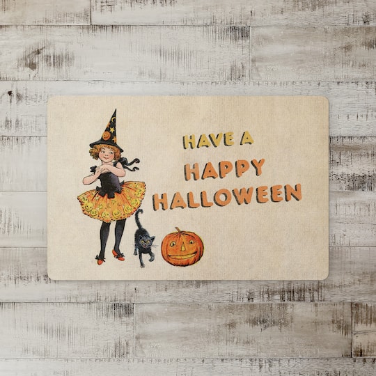Happy Halloween Tutu Witch Girl Floor Mat